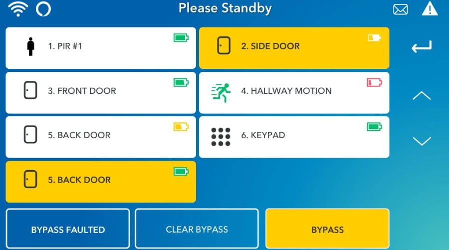 Worcester security system command screen.